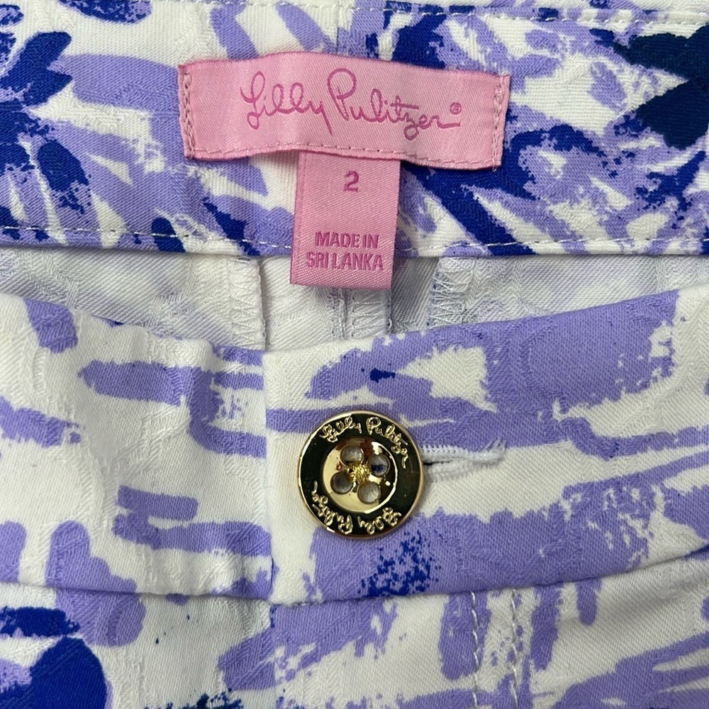LILLY PULITZER KELLY SKINNY TEXTURE ANKLE PANT LILAC VERBEN ROCK THE DOCK SZ 2 - Picture 4 of 6